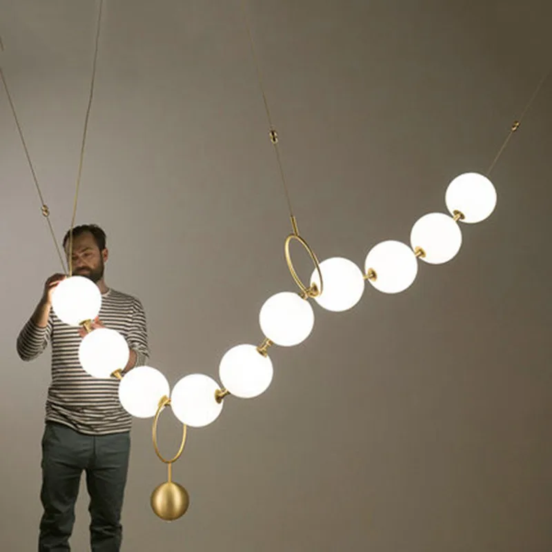 Nordic Simplicity Pearl Necklace Lobby pendant lamp Living Room light Restaurant Glass Ball Showroom Hall Bubble Lamps | Освещение