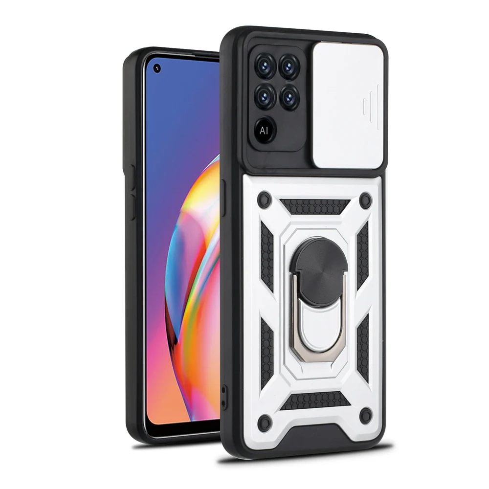 arm pouch for phone KEYSION Shockproof Case for OPPO A94 A74 A54 5G A53 A93 Ring Stand Push Pull Camera Protection Phone Cover for Reno 5 Lite 5K 5F cell phone lanyard pouch