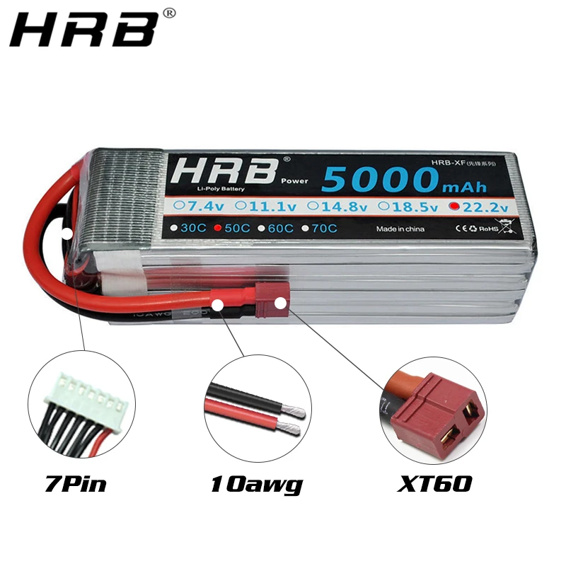 HRB 6S 22,2 V Lipo батарея 2200mah T Deans 1800mah 2600 3300mah 4000mah 5000mah 6000mah 10000mah 12000mah 16000 mah 22000mah RC запчасти