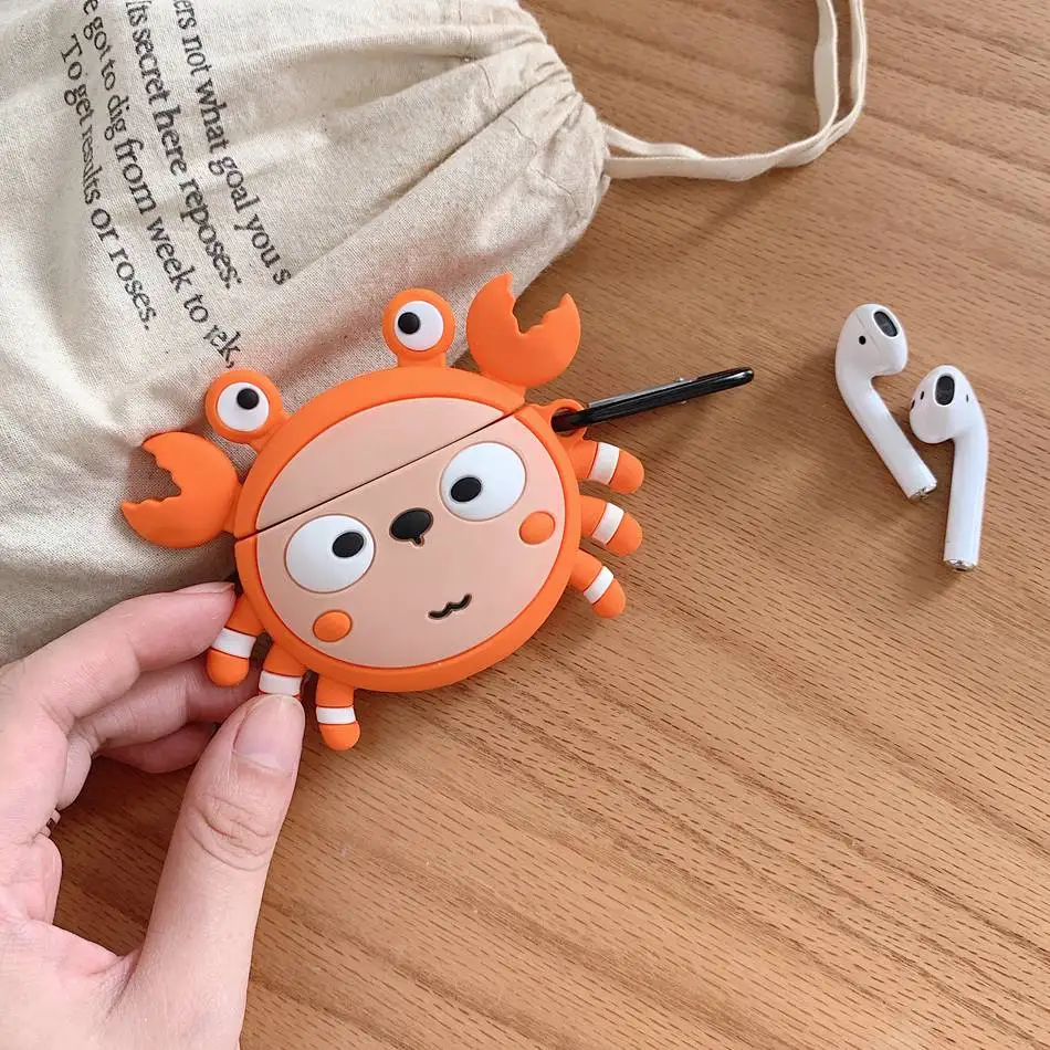 3D единорог чехол для наушников Airpods 2 чехол силиконовый Краб чехол для Airpods 1 чехол для наушников цветочный чехол для наушников чехол кольцо ремень - Цвет: 628
