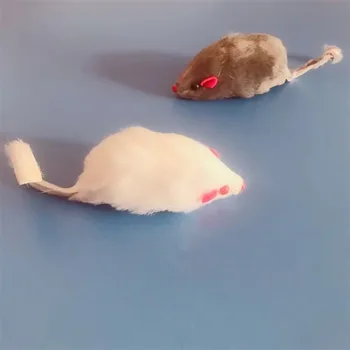 

6pcs False Mouse Cat Pet Toys Cat Long-haired Tail Mice With Sound Rattling Soft Real Rabbit Fur Sound Squeaky Toy For Cats