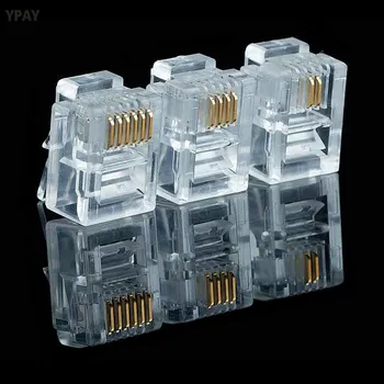 

20/50/100PCS/lot RJ11 6P2C 6P4C 6P6C Telephone Internet Modular Plug Jack RJ11 Connector RJ-11 Crystal Heads Gold-Plated 6U