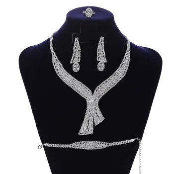 

Jewelry Sets HADIYANA Gorgeous Vintage Necklace Earrings Ring And Bracelet Set 4pcs Women Wedding BN5316 Conjunto de joyas