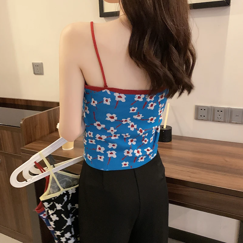 Floral-Print Decorative Camisole Slim-Fit Sweater Thin 2021 Women's Summer Camisole cheap bras