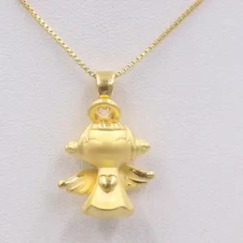 

New Pure 24K Yellow Gold Three-dimensional Pendant 25x16mm Angle Girl 3.3g NO Necklace