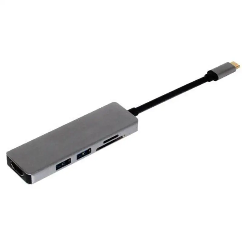 TC104H 5 в 1 тип-c к HDMI USB концентратор-картридер 4K HD видео конвертер алюминиевый сплав серый и компактный адаптер с чехлом