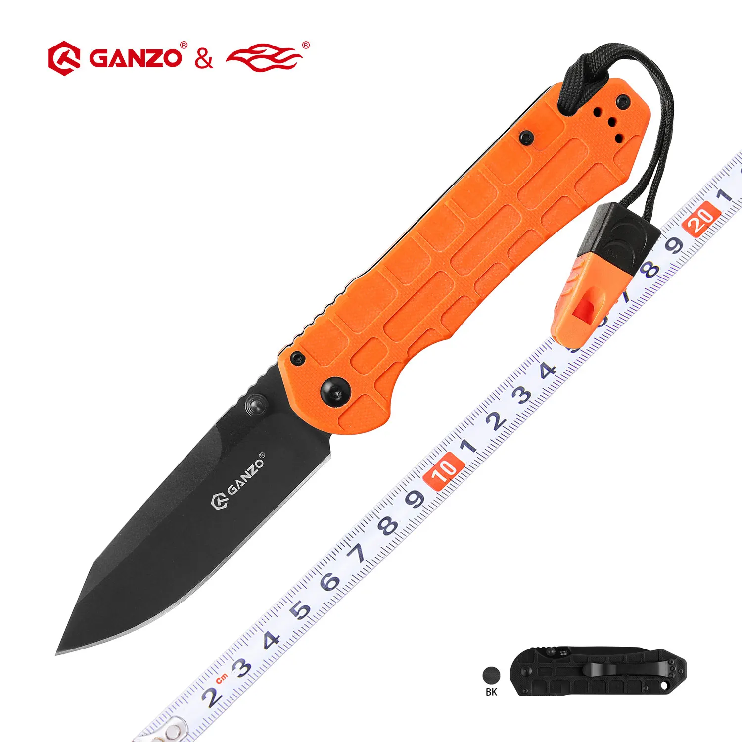 Складной нож Ganzo G7453P 58-60HRC 440C G10 уличный Карманный клинок со свистком для выживания
