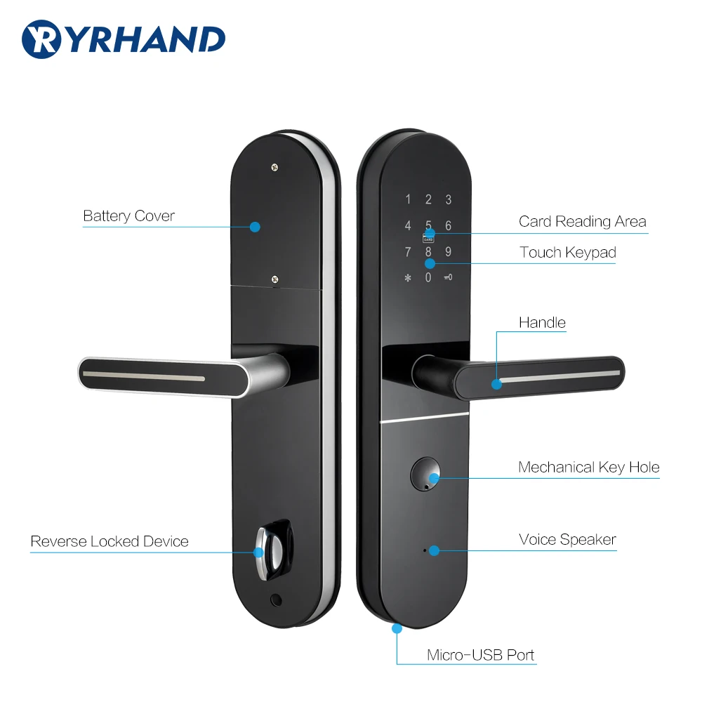 Wi-Fi умный дверной замок, умный считыватель отпечатков пальцев сканирующий пароль блокировки Bluetooth, отпечаток пальца Умный Замок без ключа