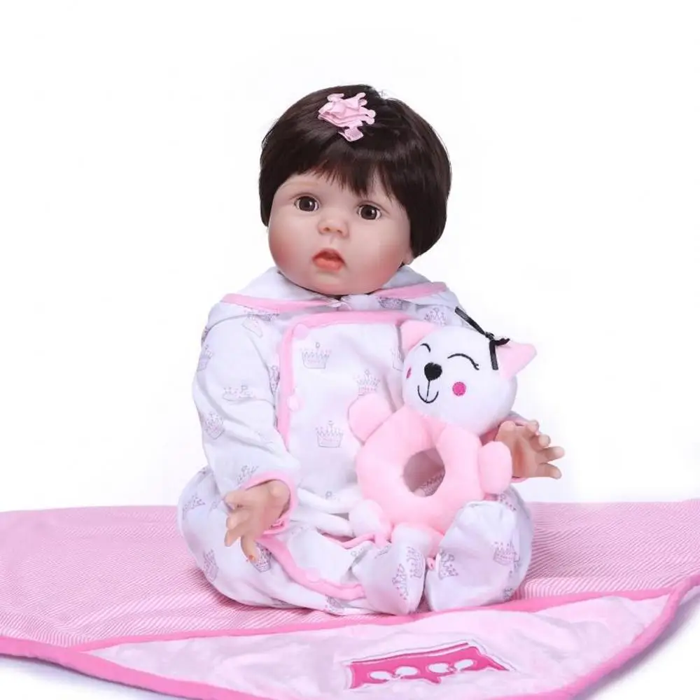 

Baby Reborn Doll 55CM Soft Silicone Vinyl Realistic Reborn Baby Dolls Girl Adorable Lifelike Magnetic Dummy Reborn Toddler Birth