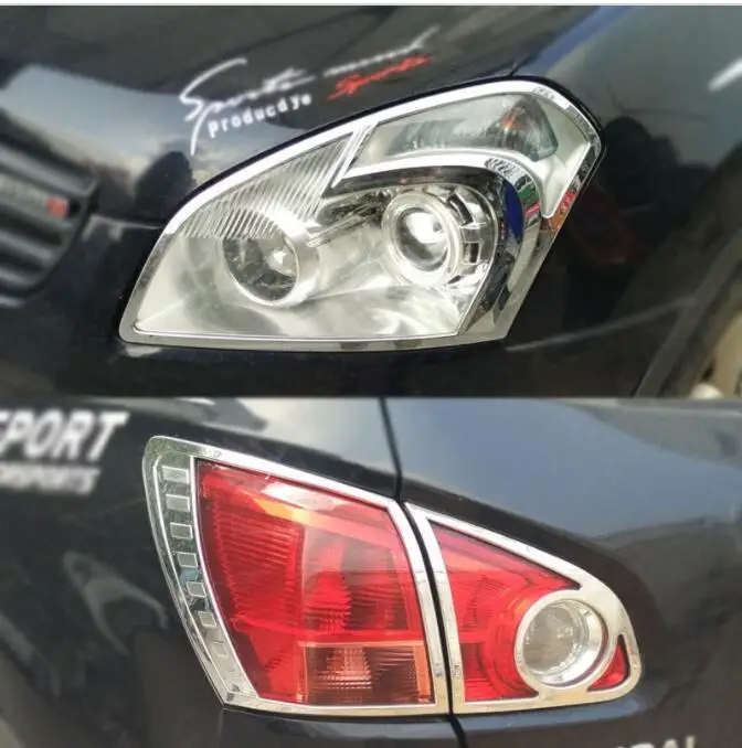 Передние фары для Nissan Qashqai J10 2007 2009 хромированные передние задняя фара отделка