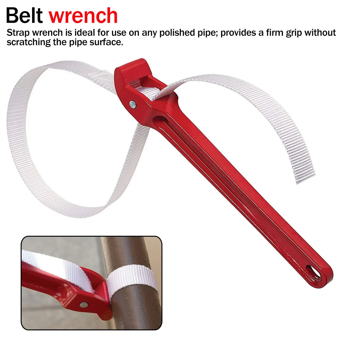 

1pc Strap Wrench adjustable nylon oil filter strap wrench removing and installing oil filter tools Aluminum