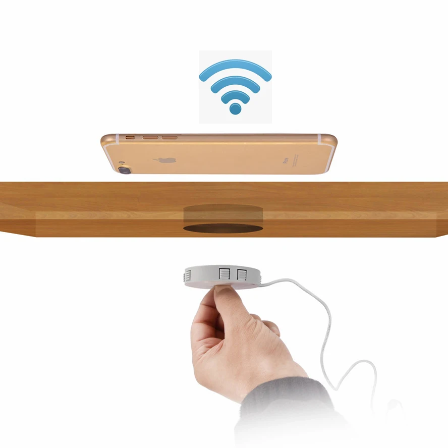 

Fast QI Wireless charger Phone Charger invisible desktop furniture table embedded adsorption suspension For IPhone 7 8 X Samsung