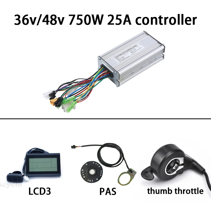 KT25A LCD3 36v-48 250 Вт/350 Вт/500 Вт/750 Вт/1000 Вт/1500 Вт Электрический велосипед конверсионный комплект контроллер с LCD5 LCD3 и цветной дисплей LCD8s - Цвет: KT25A LCD3