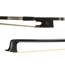 1 шт., 4/4 размер, плетение из углеродного волокна, скрипка, бант, оплетка из углеродного волокна, эбеновая лягушка, никель-серебро, встроенная натуральная белая Конская шерсть