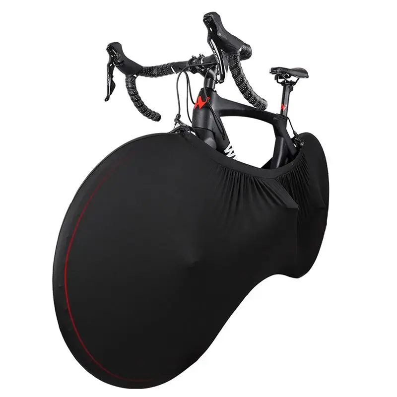 Универсальная велосипедная крышка колеса сумки УФ Погода эластичная Анти-пыль ржавчины устойчивая водонепроницаемая сумка для хранения передач - Цвет: Черный