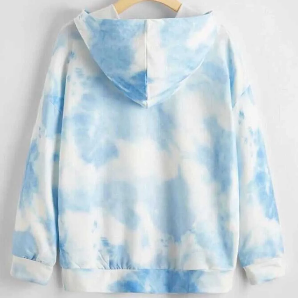 2020 Women Tie-dye Cotton Hoodies 2020 Fashion Ladies Full Sleeve Hooded Pollovers Chic Girls Tops Streetwear Mujer De Moda