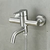 Bathroom Shower Faucets Stainless Steel Triple Bathtub Faucet Mixers Hot Cold Mixer Valve Nozzle Tap Wall Mounted Home Accessory 1