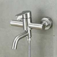 Bathroom Shower Faucets Stainless Steel Triple Bathtub Faucet Mixers Hot Cold Mixer Valve Nozzle Tap Wall Mounted Home Accessory 1