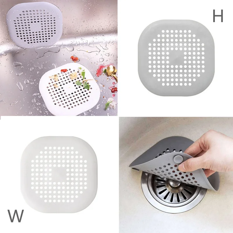Rubber Bathtub Sink Strainer Plug Filter Trap 2 pack Square Shower Drain Cover Silicone Bath Sink Basin Hair Cather with Sucker for Bathroom Kitchen 