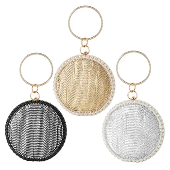 

Summer round bag high-grade water diamond luxury dinner bag portable water diamond evening bag fashionable European and American