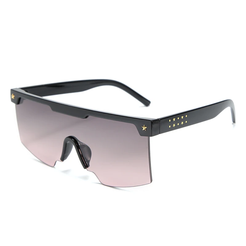 C7 Black GrayPink Мужские солнцезащитные очки с плоским верхом, мужские негабаритные винтажные Женские квадратные солнцезащитные очки для вождения, крутые цельные дизайнерские очки с большой оправой UV400 - Цвет линз: C7 Black GrayPink
