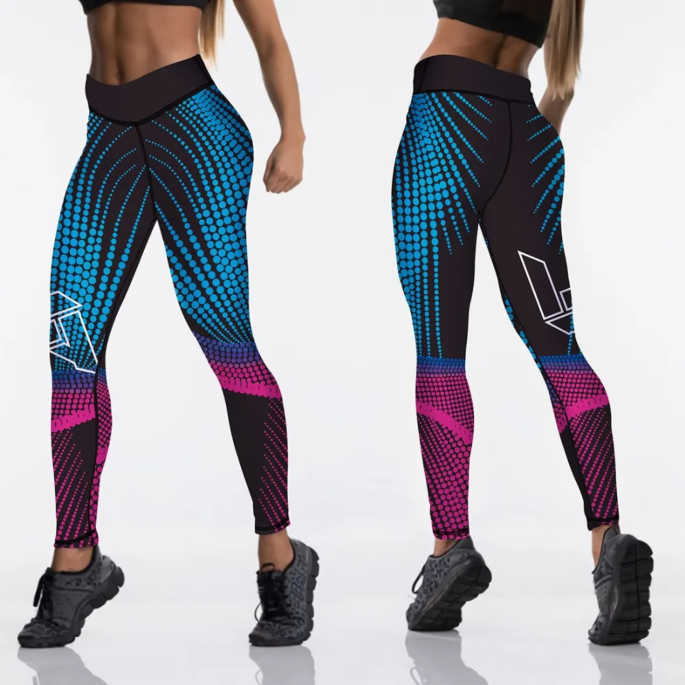 Spandex High Waist Women Digital Printed Fitness Leggings Push Up Sport GYM Leggings 