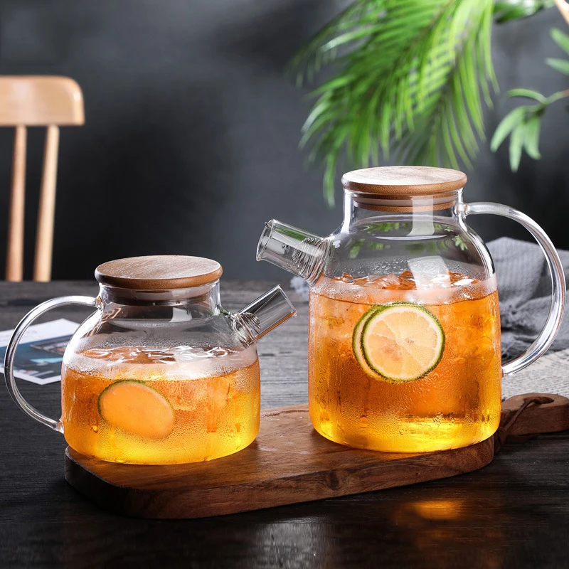 Прозрачный стеклянный чайник большой емкости 1000ml01800ml термостойкий фильтр