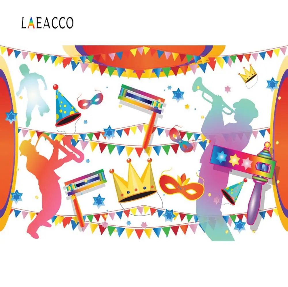 Laeacco Happy Purim Mask Carnival Party Oznei Haman Cartoon Poster Portrait  Photography Background Photo Backdrop Photo Studio|Background| - AliExpress