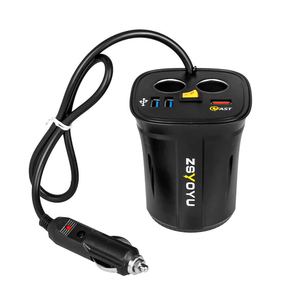 12 В USB Розетка Держатель для чашки прикуриватель вольтметр зарядное устройство дисплей Температура автомобильное зарядное устройство напряжение QC3.0 USB Автомобильное быстрое зарядное устройство
