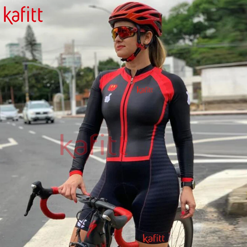 Kafitt Pro Team Women's Long-sleeved Cycling Suits New Bicycle Racing Suits Wear-Resistant Clothing Ropa Ciclismo Jumpsuit