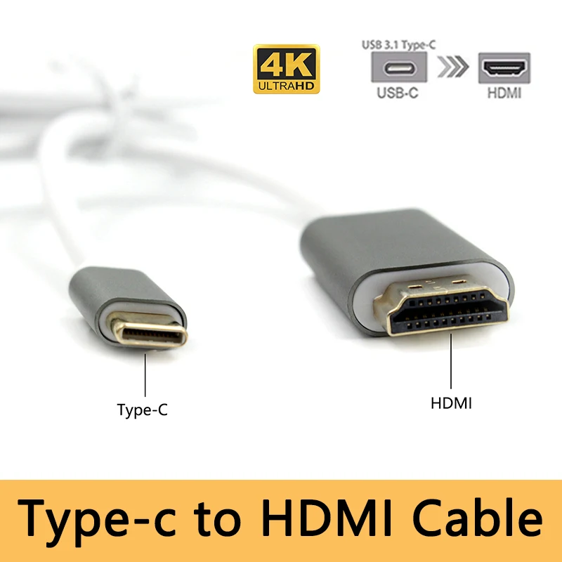 USB C к HDMI кабель конвейер 4K 30 Гц тип-c USB3.1 HD Мужской адаптер для huawei Macbook pro samsung