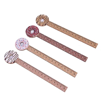 

1Pcs Drawing Kawaii Straight Ruler Creative Food Dessert Donut Shape Wooden Straight Ruler School Office Stationery Painting