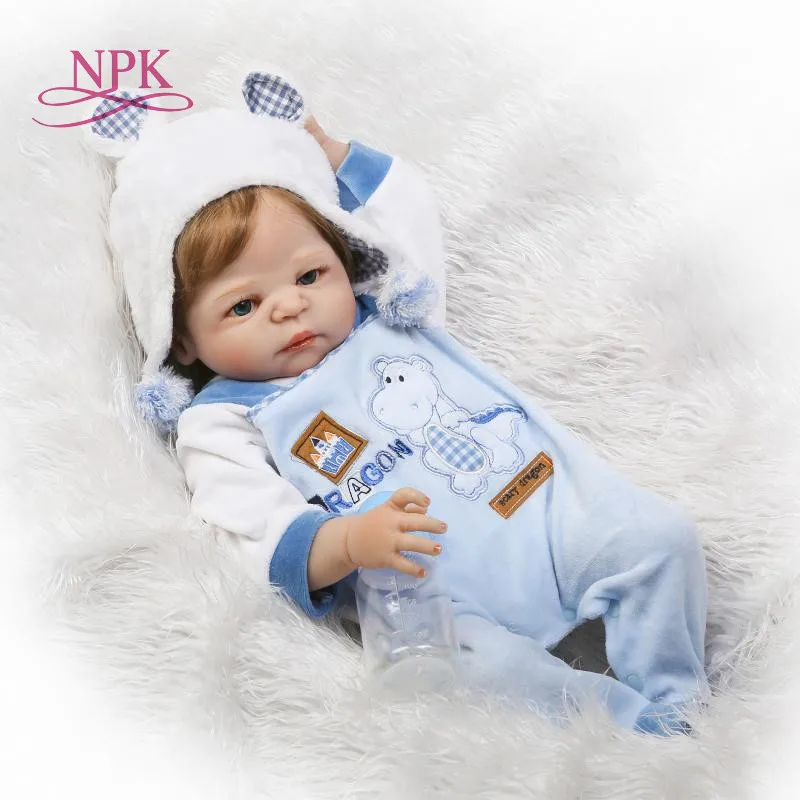 

NPK 23 inch White skin Baby Dolls Realistic Full Silicone Vinyl Alive Girl Reborn Baby Doll For Children Gifts bonecas reborn
