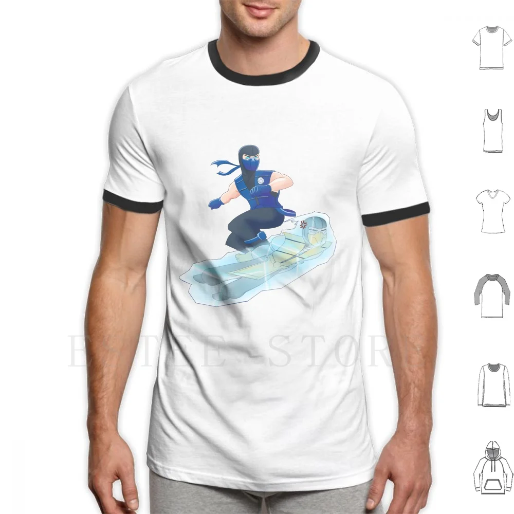 Sub Zero Boarding T Shirt Stampa Cotone Mortalkombat Subzero Scorpion Snowboard Gaming Humor