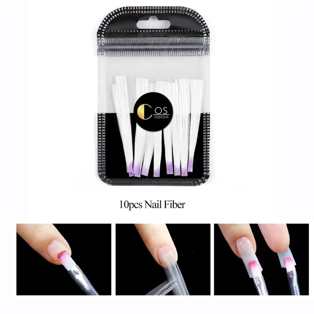 Гель для наращивания ногтей розовый, белый, прозрачный цветной полигель для наращивания пальцев УФ-гель для наращивания ногтей - Цвет: Nail fiber-10pcs