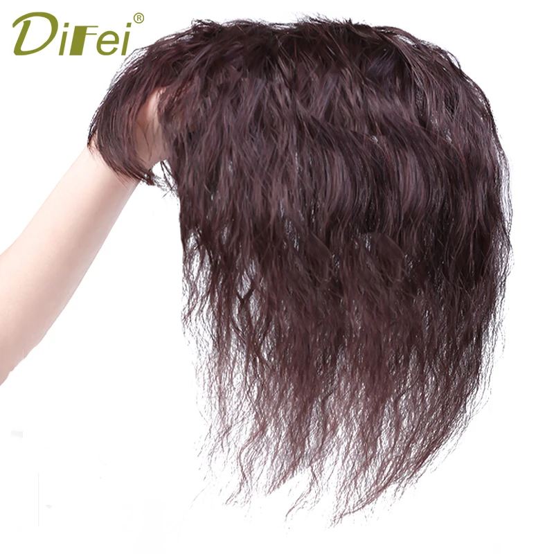 

DIFEI wave curly Synthetic Hair Clip Closure Corn beard Natural Color Closure with Bangs for Women hair pieces