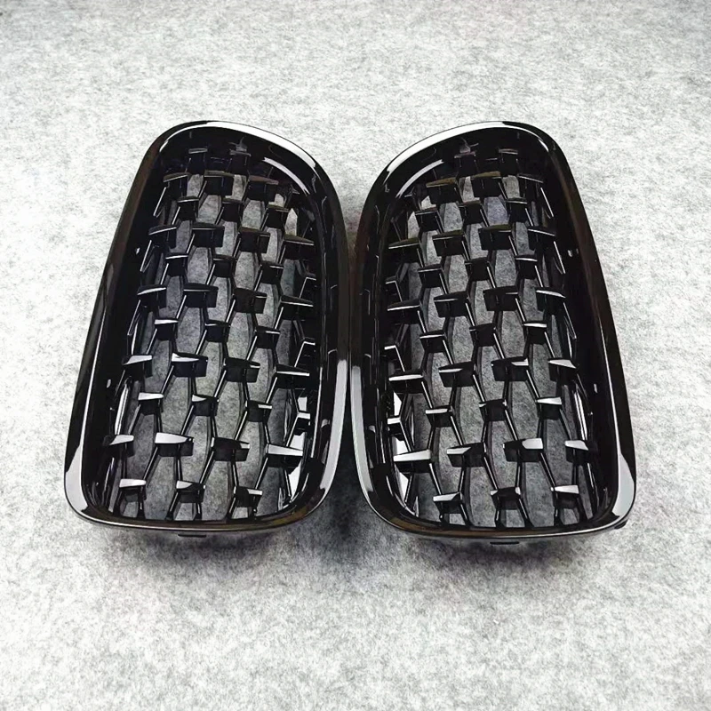 2009-2012 пара 3 серии E90 полностью глянцевая черная ABS Алмазная почка автомобиля Передние решетки для B M W автомобиля передний бампер решетки