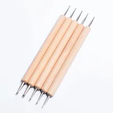 5 шт./компл. двойной головкой наконечник ручки деревянным столбом баллончик с нейл-арта пунктирные инструменты DIY мяч стилусов инструменты