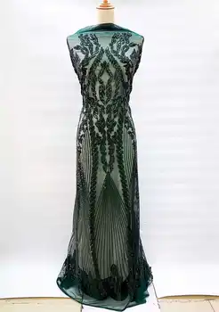 

latest super high quality African Embroidered lace sequince Lace Fabric for 2020Wedding /party Long Dresses lace Red Green