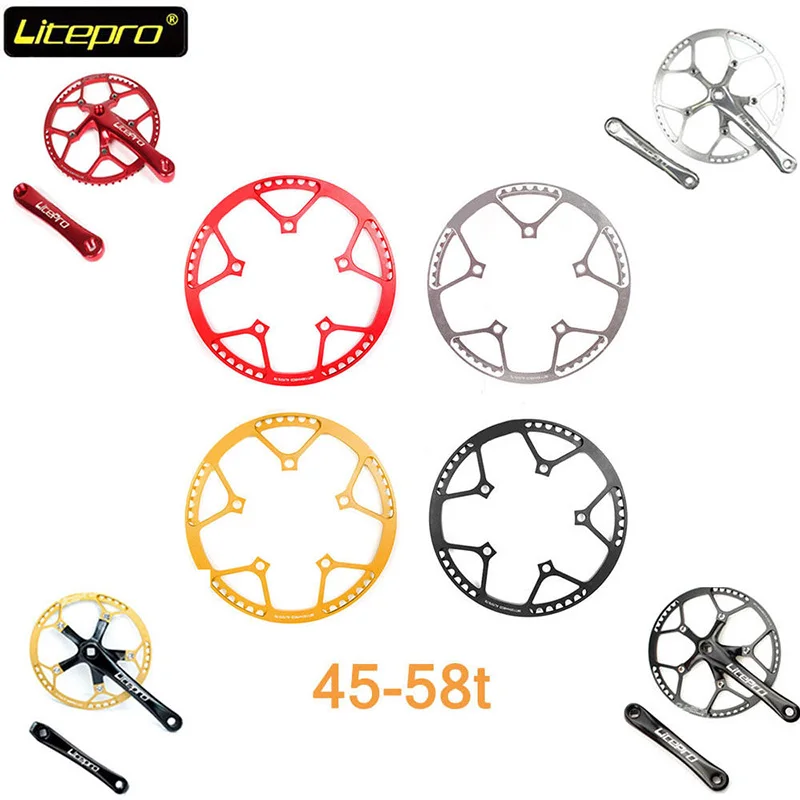 Litepro Folding Road Bike 130BCD Crankset 170mm Crank Chain ring 4547535658T With Chain Bolts 6.5mm For Single Speed