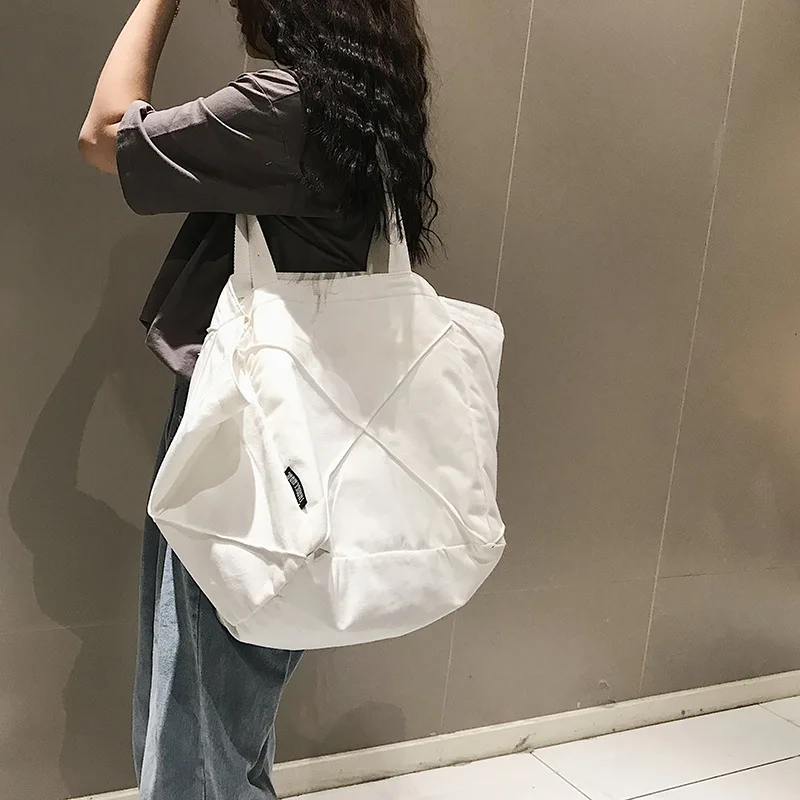 

Simple solid-color one-shoulder tote extra large capacity canvas bag women's bag 2020 new Korean fashion women's handbag bag