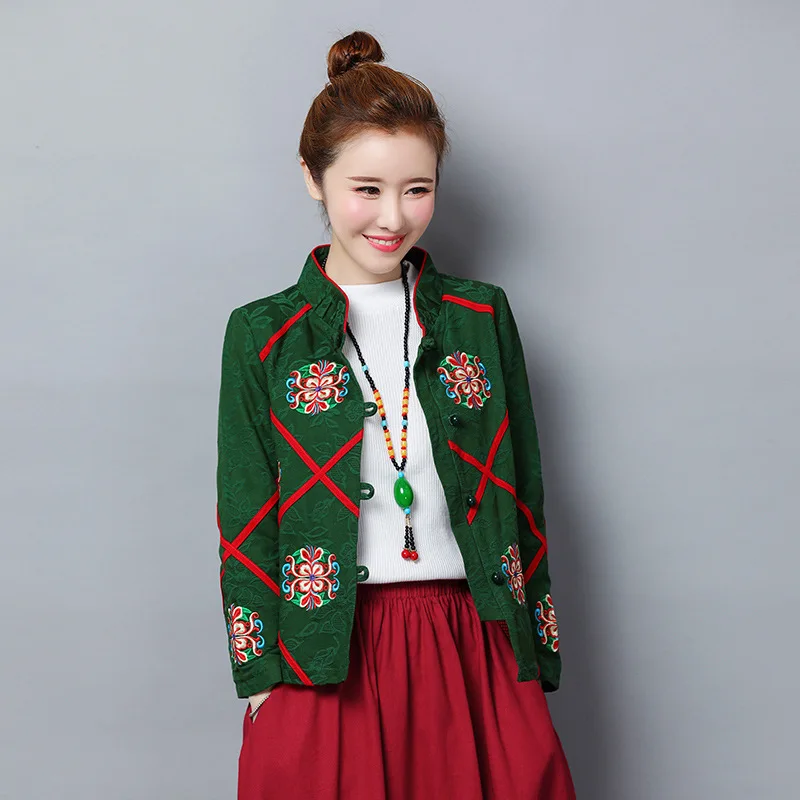 

2019 Autumn & Winter Ethnic-Style Industrial Embroidery Characteristics pin tiao Jacquard And Plaid Lining Cloth Coat