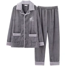 Осенне-зимняя Пижама для мужчин, домашняя одежда с длинным рукавом, Толстая теплая Мужская Фланелевая Пижама, комплект повседневной мягкой пижамы размера плюс 4XL, Мужская одежда для сна