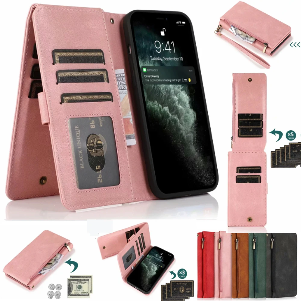 para Xiaomi mi Capa com Zíper Case de Couro 6x 8 8se Lite a1 a2 a3 Ultra Fino Carteira Cartão Flip Magnética 5 - 5x mi 6 12 6x mi 8 8se 8 lite mi