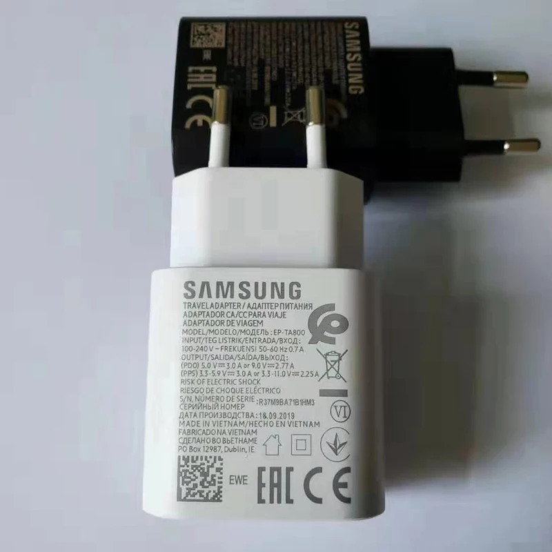 Samsung Note 10 супер быстрое зарядное устройство 25 Вт ЕС Путешествия Usb PD Быстрый ЕС дорожный адаптер для зарядного устройства type C кабель для Galaxy Note 10+ a90