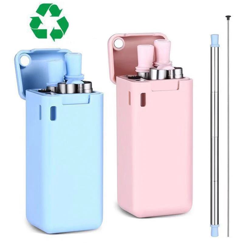 Collapsible Reusable Straws Stainless Steel - Folding Drinking Straws with  Case