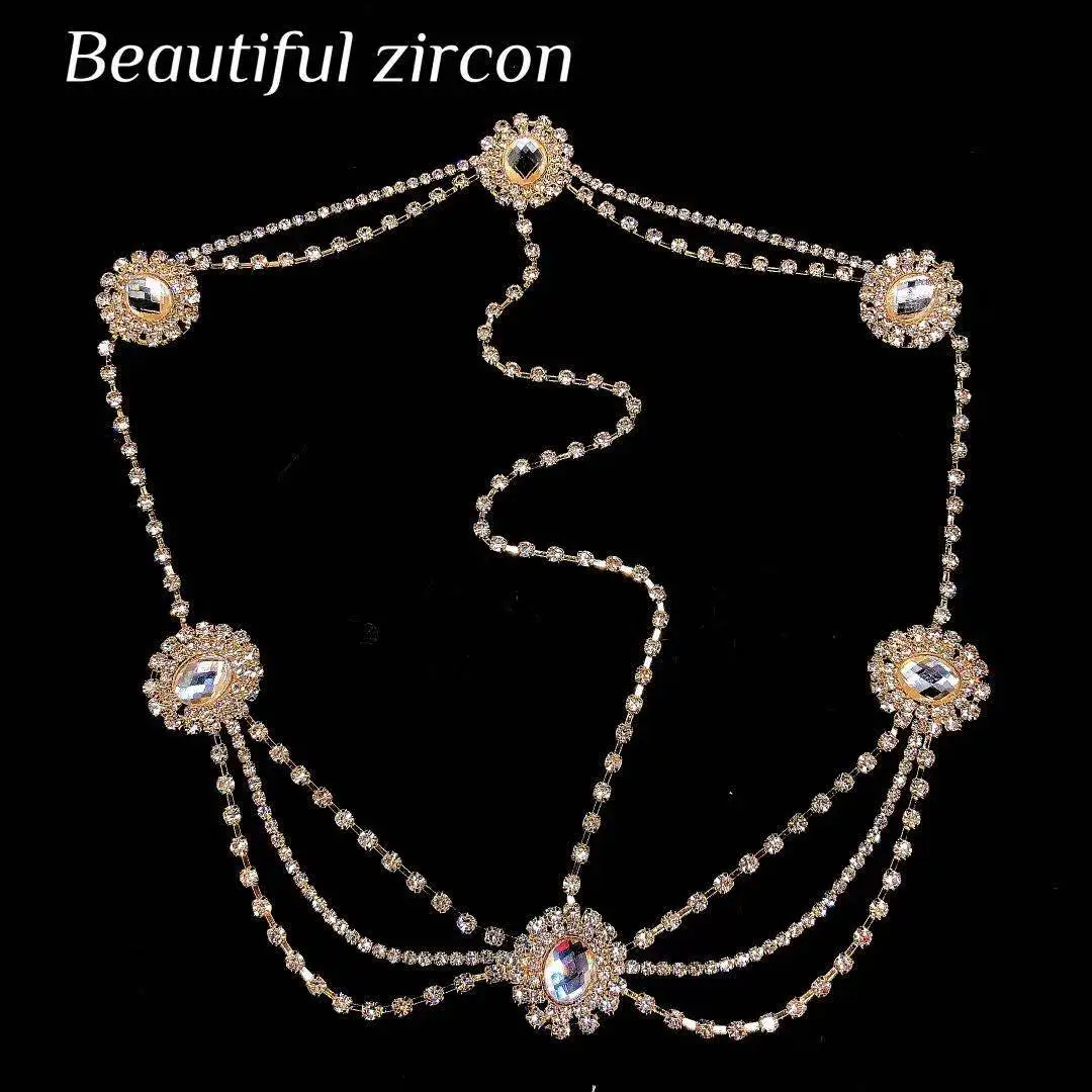 Bohemian retro Crystal Bridal Headband chain forehead hair accessories for women hair accessory bridal headwear
