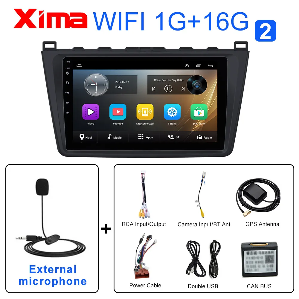 2G+ 32G 2 din Android 9,0 Автомагнитола для Mazda 6 Rui wing 2008 2009 2010 2011 2012- Wifi радио аудио gps Мультимедиа Playe - Color: RAM 1G M6-MIC