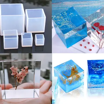 

4Pcs/Set Crystal Epoxy Resin Mold Square Jewelry Casting Silicone Mould DIY Tool