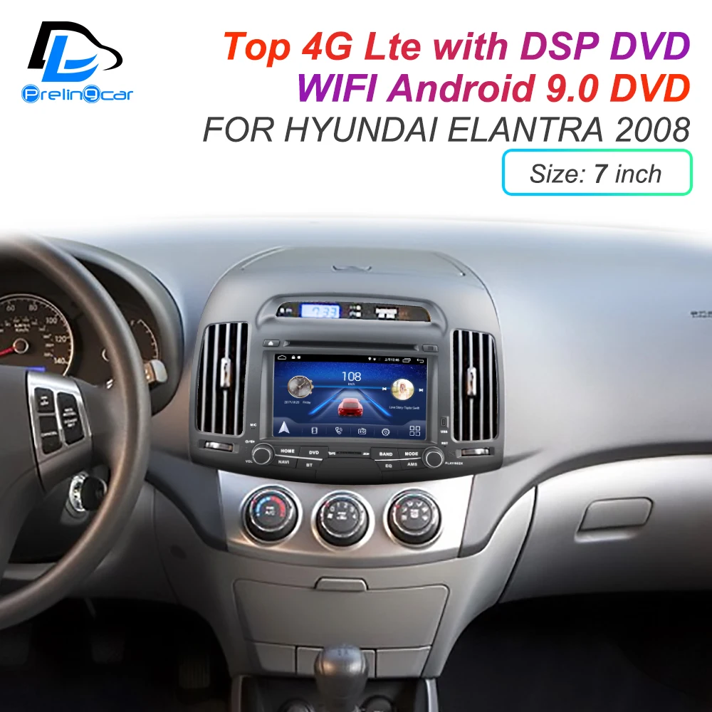 Best IPS screen DSP sound Android 9.0 2 DIN 4g Lte radio For hyundai elantra 2008 2011 2014 years GPS DVD player stereo navigation 2